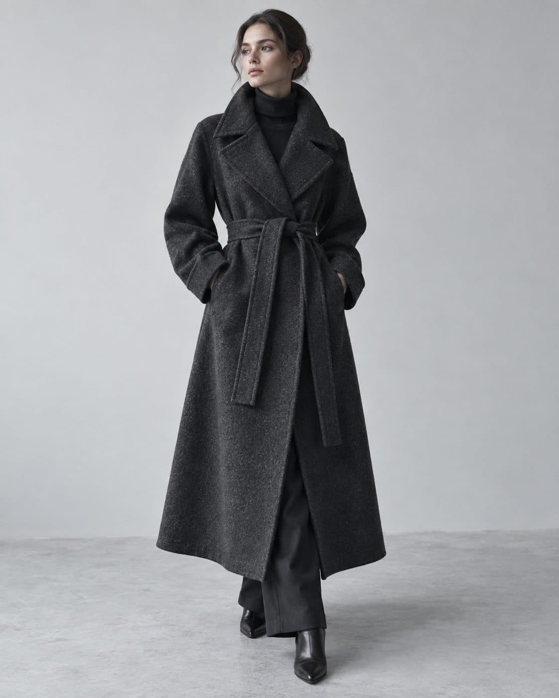 Model wearing the Lune Wool Coat